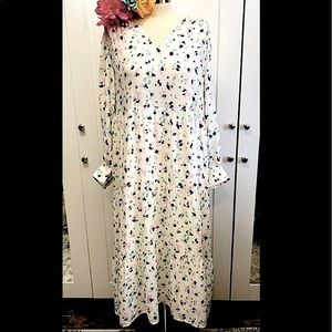 Floral Tiered Dress White Blue And Pink Stacked Ruffles Sz MED NEW!
